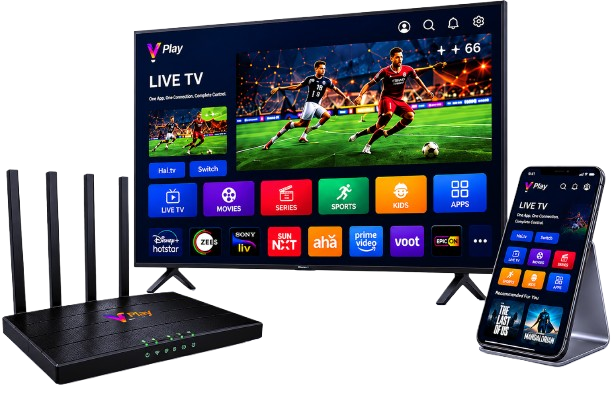 VPlay device ecosystem — TV, phone and WiFi router